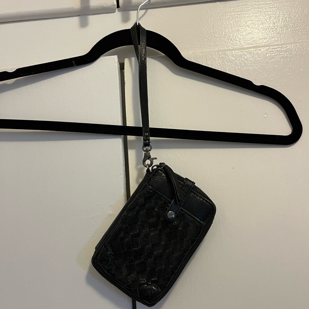 Elliott Lucca Black Leather Phone Case, Wallet, Wristlet Black Zip Around